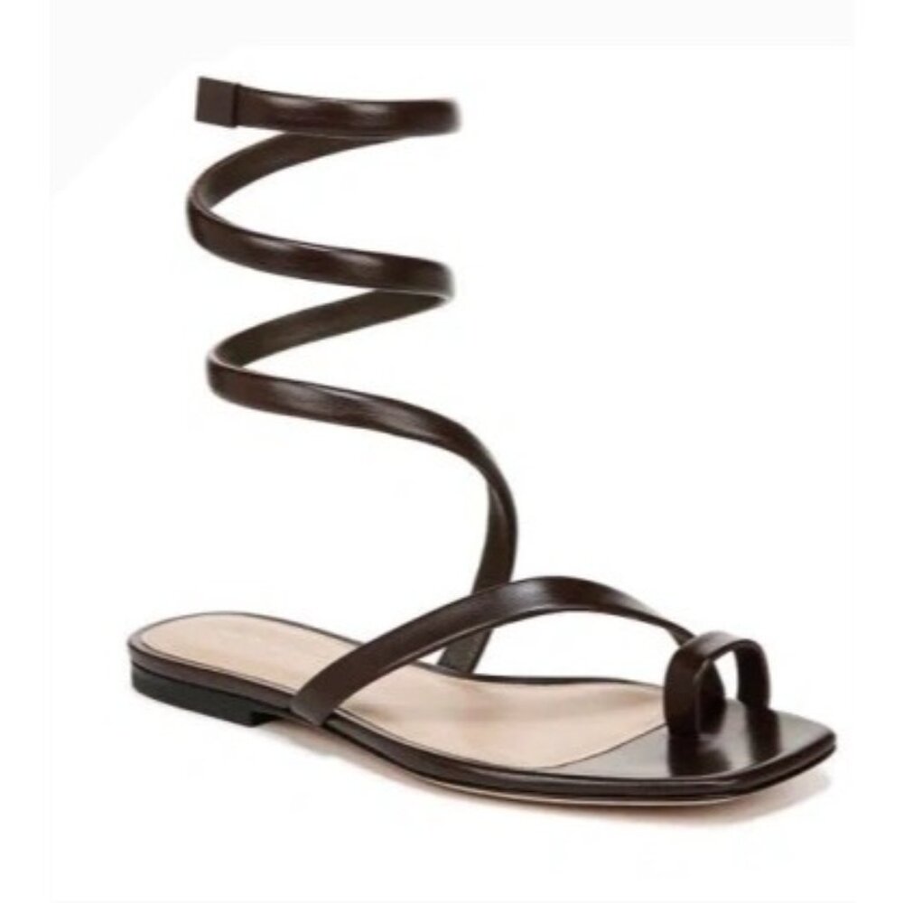 VERONICA BEARD ALLURA  Ankle-wrap Sandal In Cacao leather size 8 NEW
